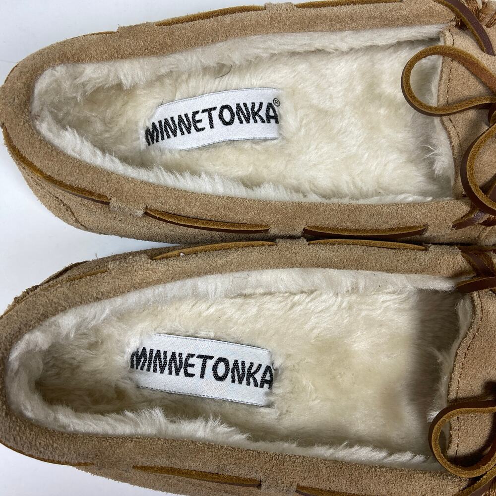 Minnetonka 4052 Suede Leather Slippers Faux Fur Lining Size 6 - Picture 5 of 8